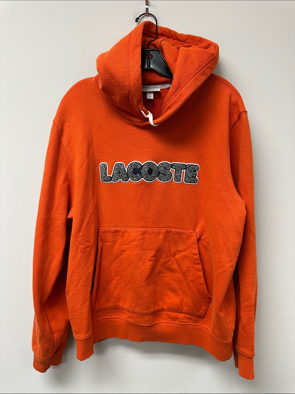 LACOSTE orange embroidered heavy weight hoodie sweatshirt Large